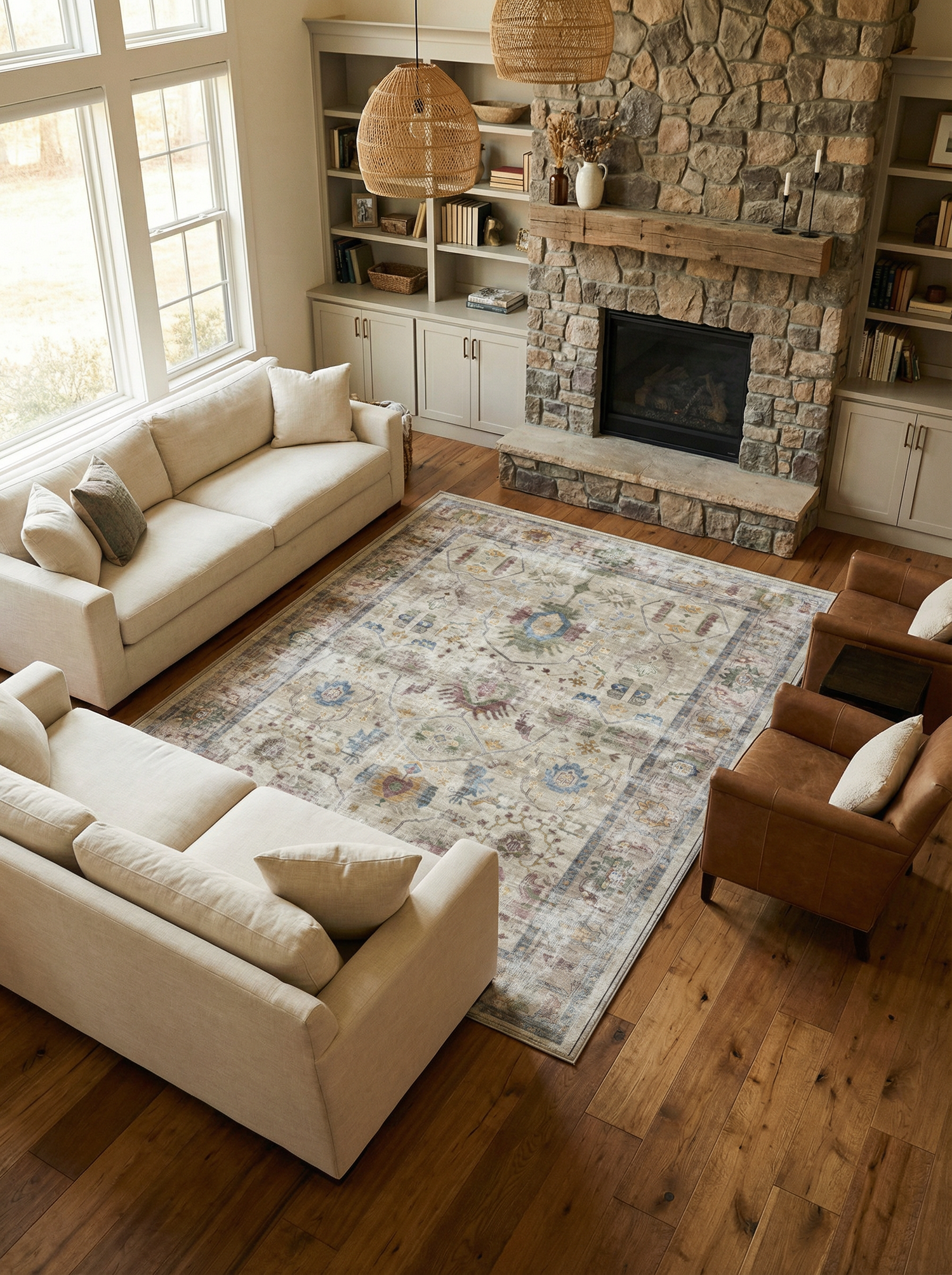 Arte VN011 Vintage Klasik Desenli Dekoratif Şönil Halı