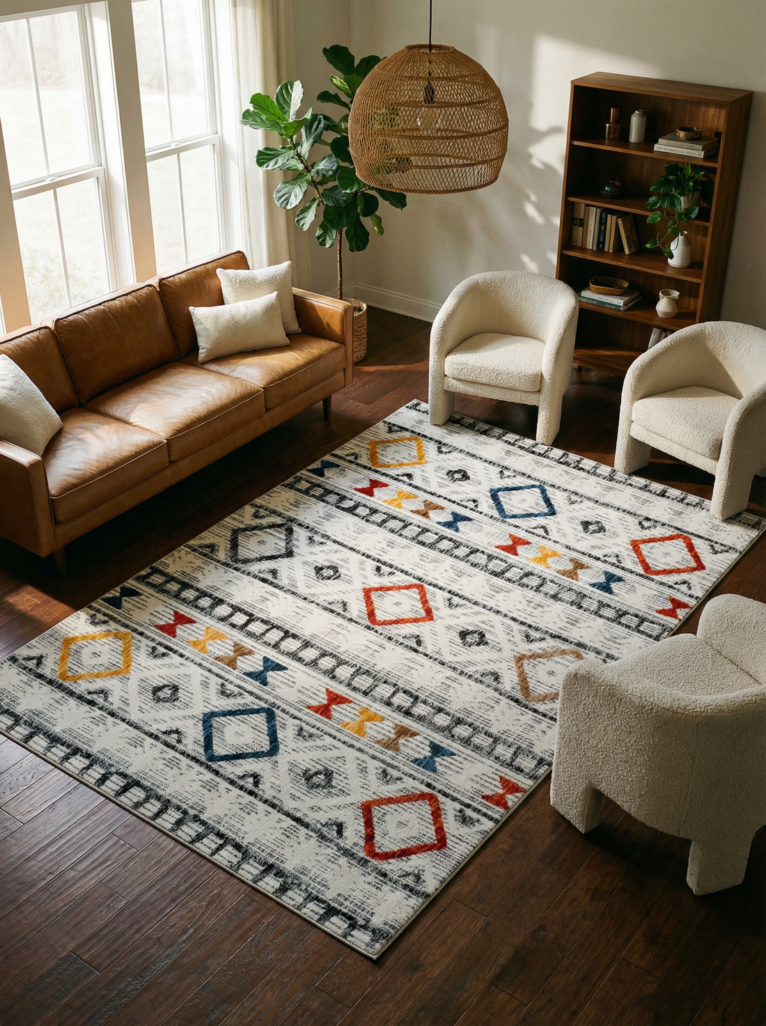 Arte VN012 İskandinav Desenli Renkli Dekoratif Şönil Halı