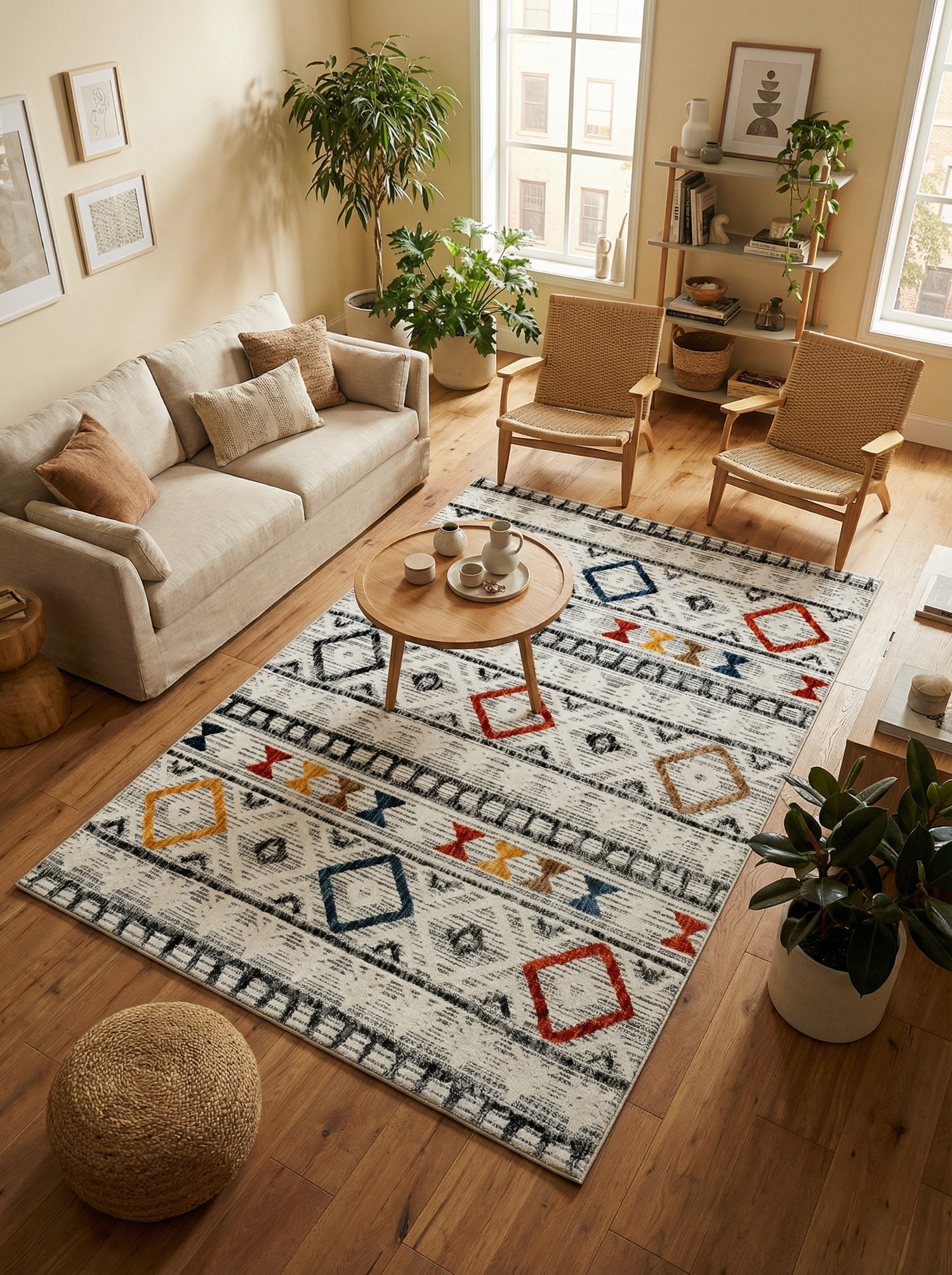 Arte VN012 İskandinav Desenli Renkli Dekoratif Şönil Halı