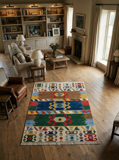 Arte VN015 Etnik Desenli Renkli Dekoratif Şönil Halı