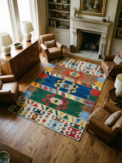 Arte VN015 Etnik Desenli Renkli Dekoratif Şönil Halı