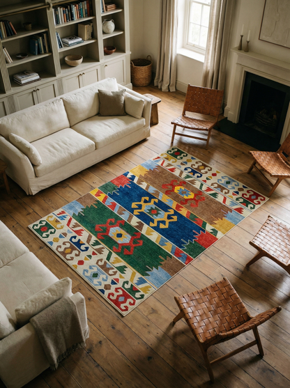 Arte VN015 Etnik Desenli Renkli Dekoratif Şönil Halı