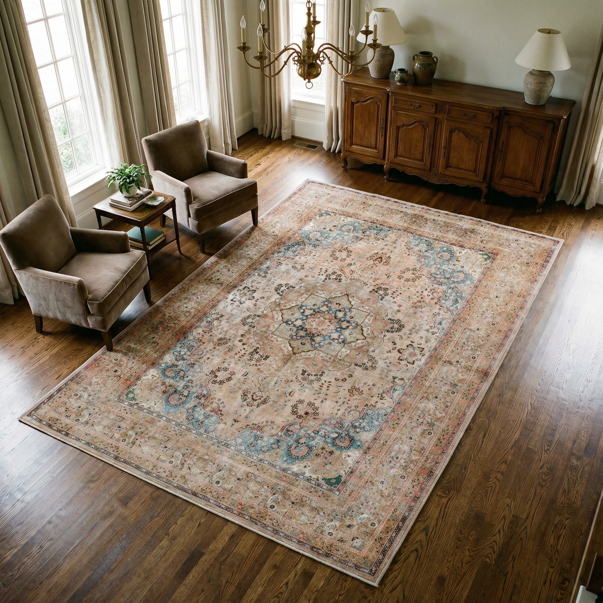 Arte VN019 Vintage Klasik Desenli Dekoratif Şönil Halı