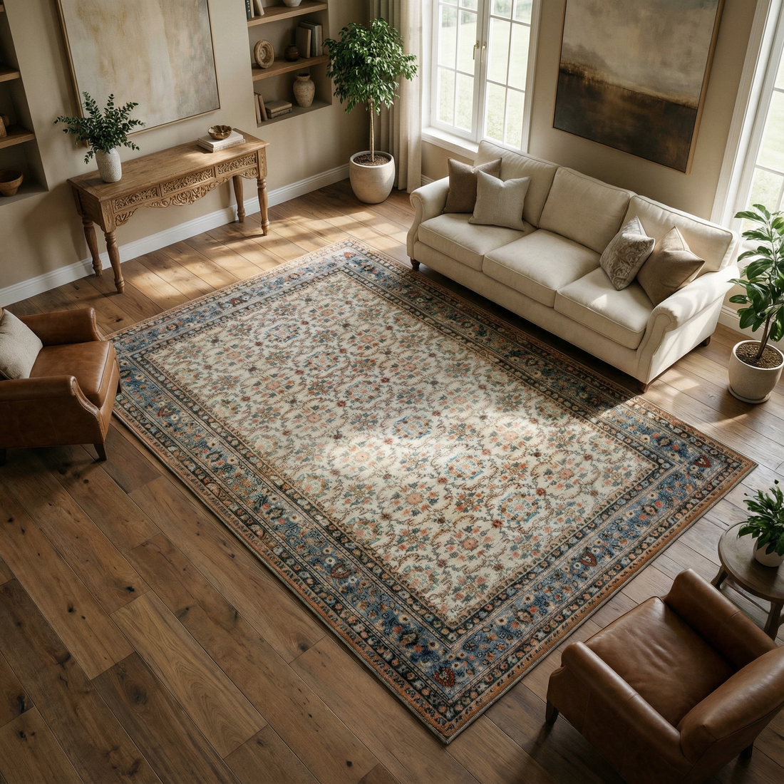 Arte VN020 Vintage Klasik Desenli Dekoratif Şönil Halı