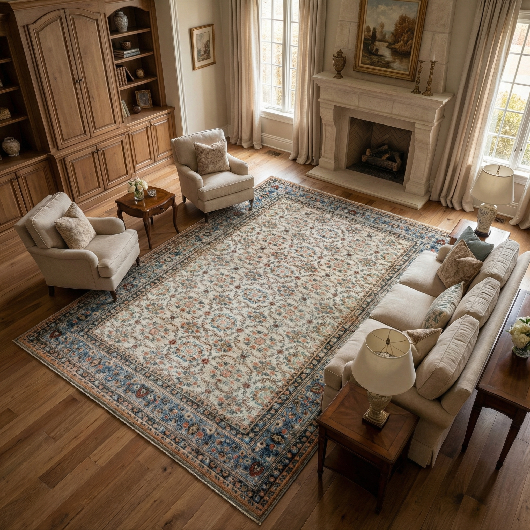 Arte VN020 Vintage Klasik Desenli Dekoratif Şönil Halı