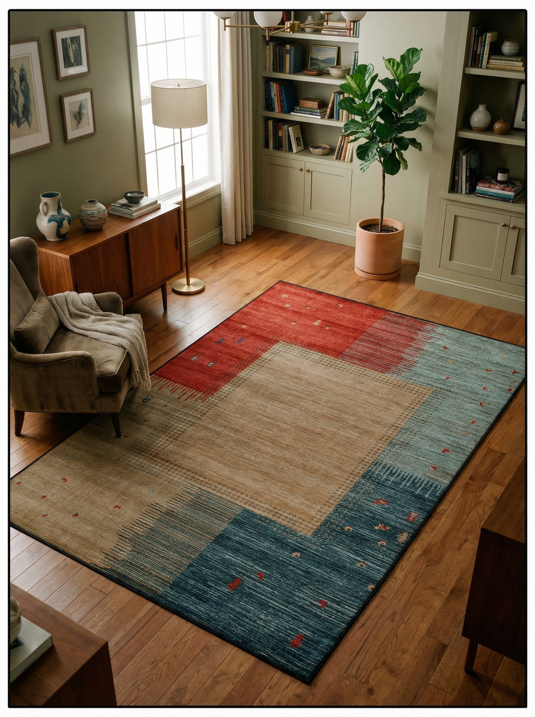 Arte VN017 Modern Desenli Geometrik Figürlü Renkli Dekoratif Şönil Halı