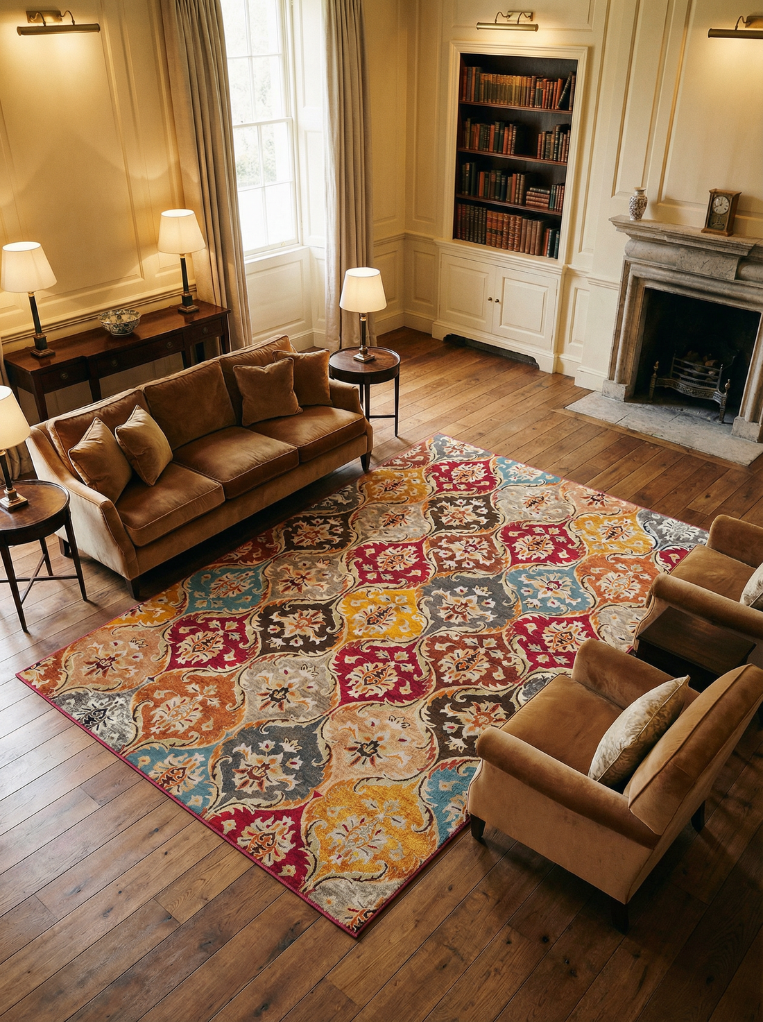 Arte VN022 Vintage Çiçek Figürlü Renkli Dekoratif Şönil Halı