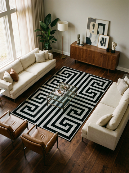 Arte VN024 Modern Geometrik Labirent Desenli Dekoratif Şönil Halı