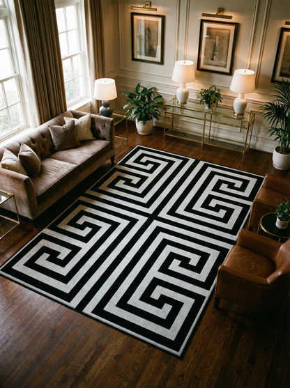 Arte VN024 Modern Geometrik Labirent Desenli Dekoratif Şönil Halı