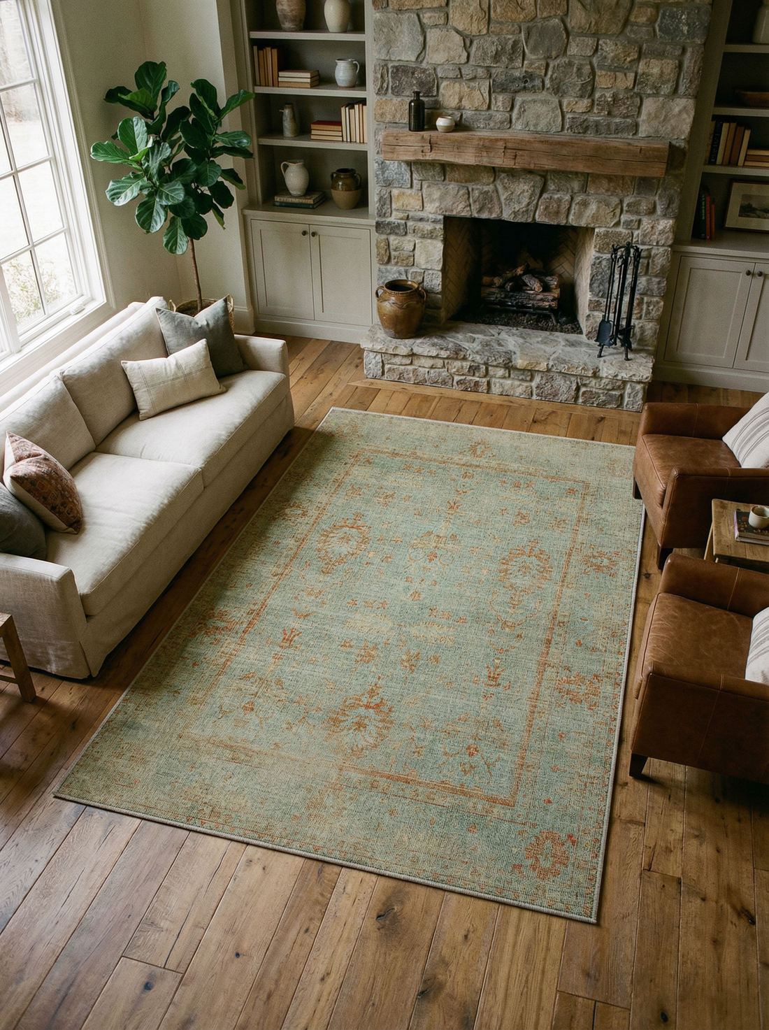 Arte VN025 Vintage Klasik Desenli Dekoratif Şönil Halı