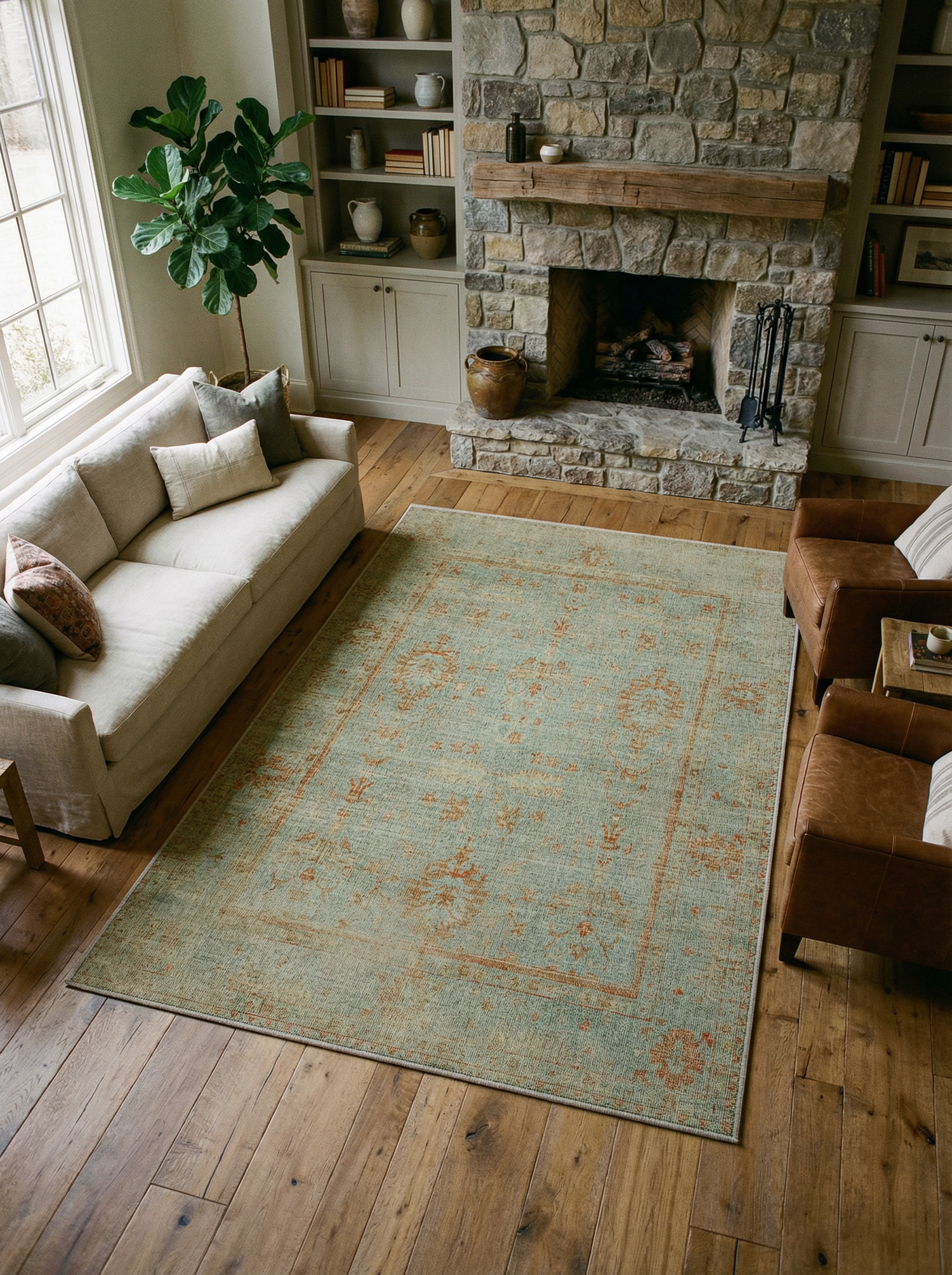 Arte VN025 Vintage Klasik Desenli Dekoratif Şönil Halı