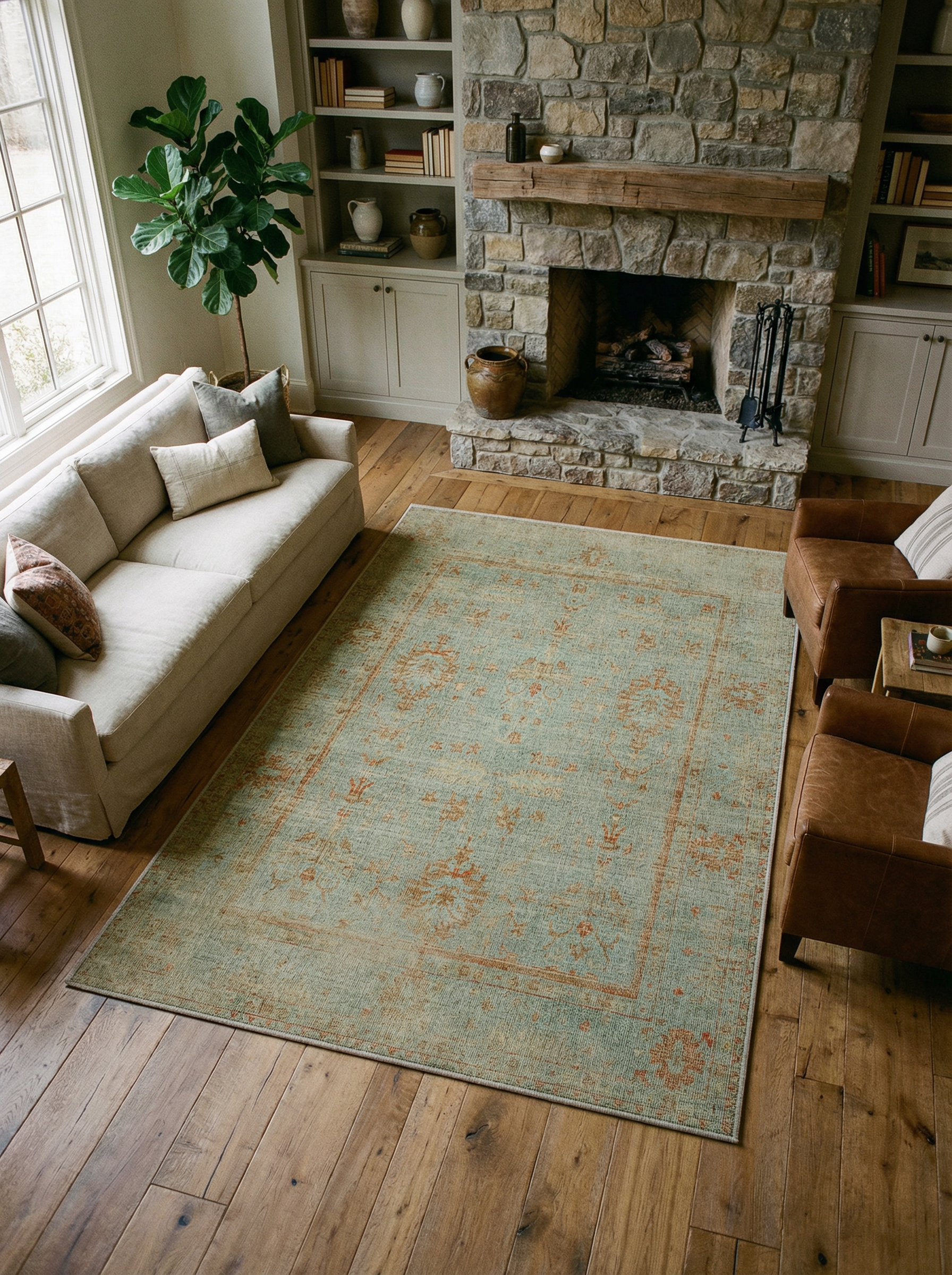 Arte VN025 Vintage Klasik Desenli Dekoratif Şönil Halı