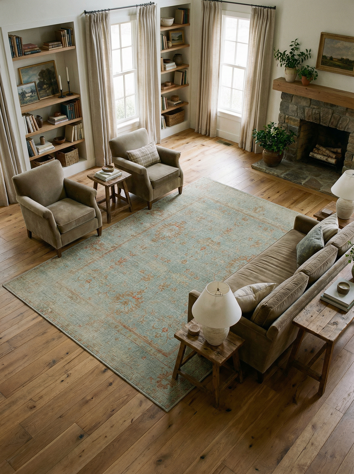 Arte VN025 Vintage Klasik Desenli Dekoratif Şönil Halı