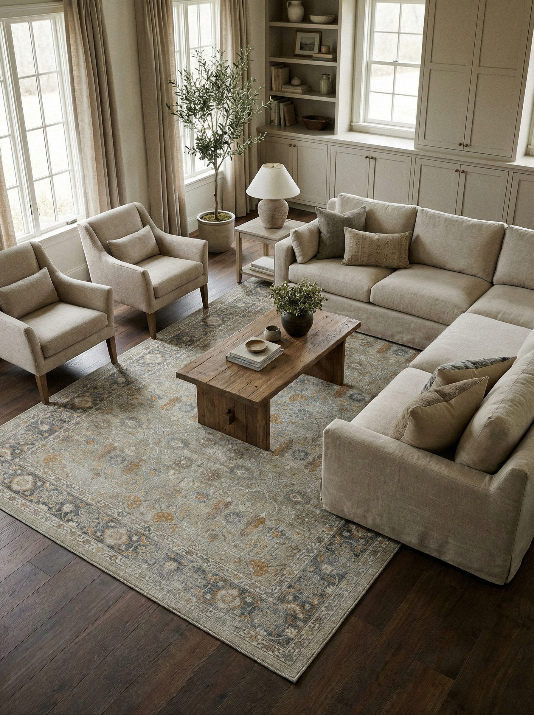 Arte VN027 Vintage Klasik Desenli Dekoratif Şönil Halı