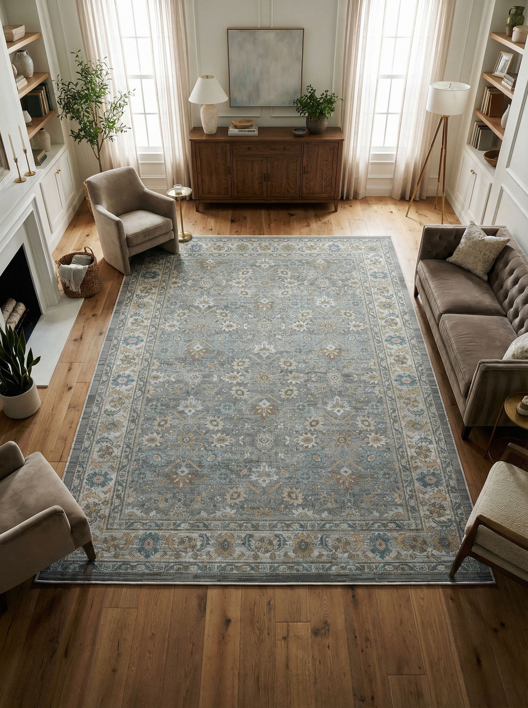 Arte VN028 Vintage Klasik Desenli Dekoratif Şönil Halı