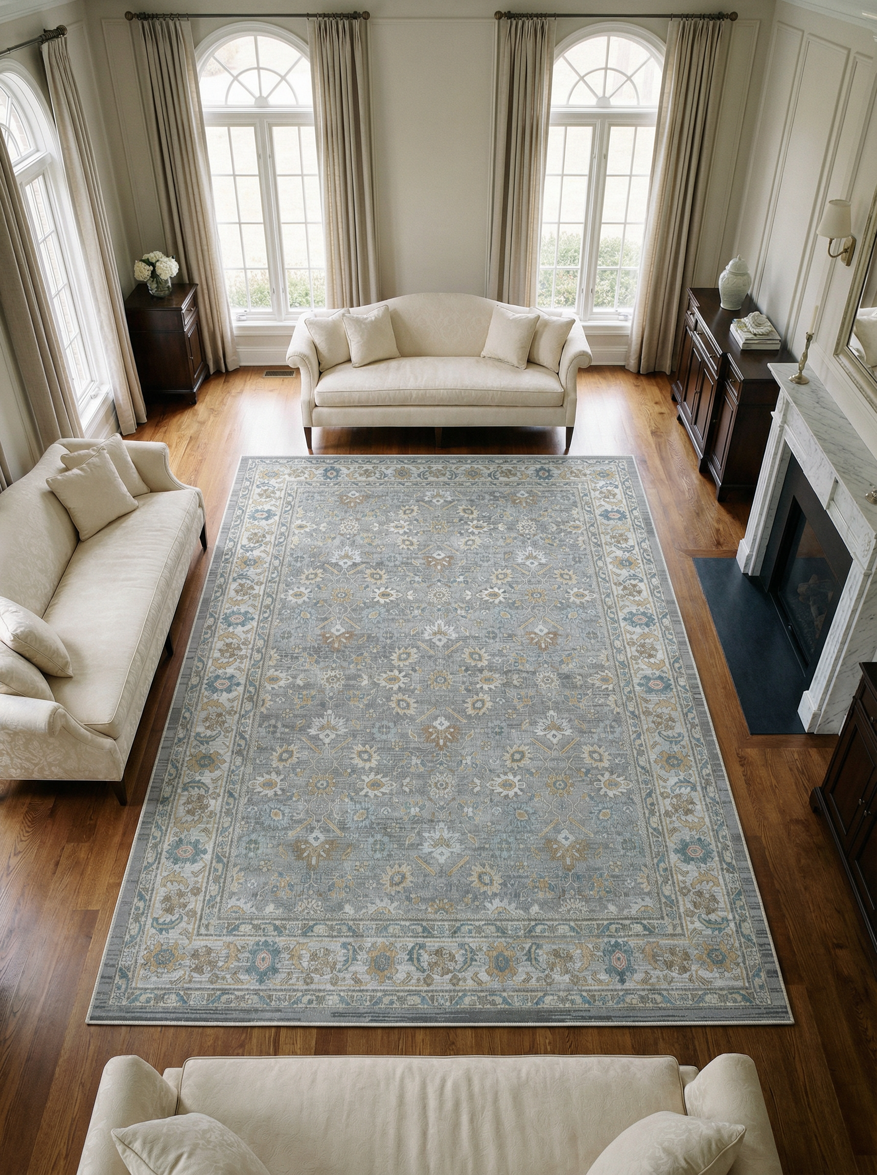 Arte VN028 Vintage Klasik Desenli Dekoratif Şönil Halı