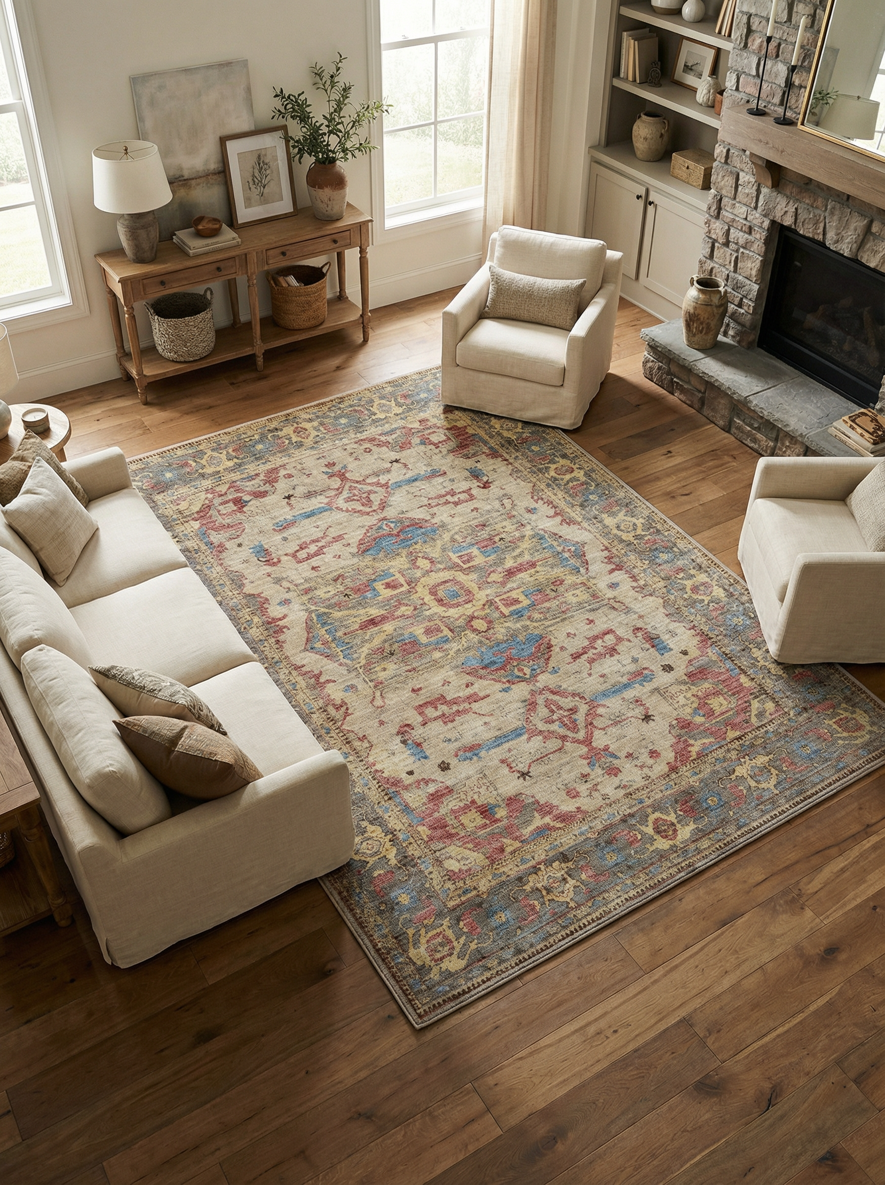 Arte VN032 Vintage Klasik Desenli Dekoratif Şönil Halı