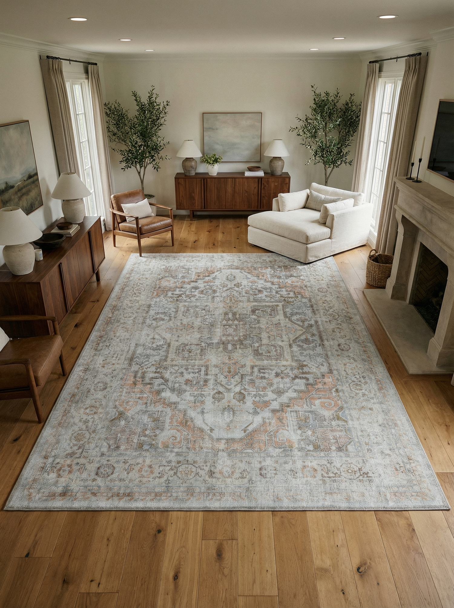 Arte VN033-2 Vintage Klasik Desenli Dekoratif Şönil Halı