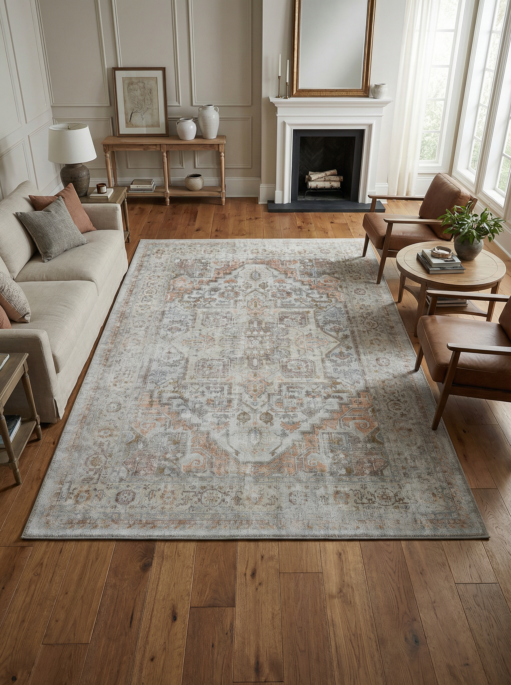 Arte VN033-2 Vintage Klasik Desenli Dekoratif Şönil Halı