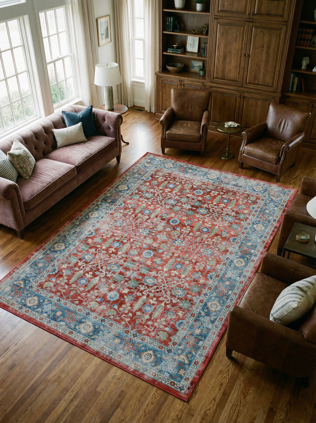 Arte VN034 Vintage Klasik Desenli Renkli Dekoratif Şönil Halı