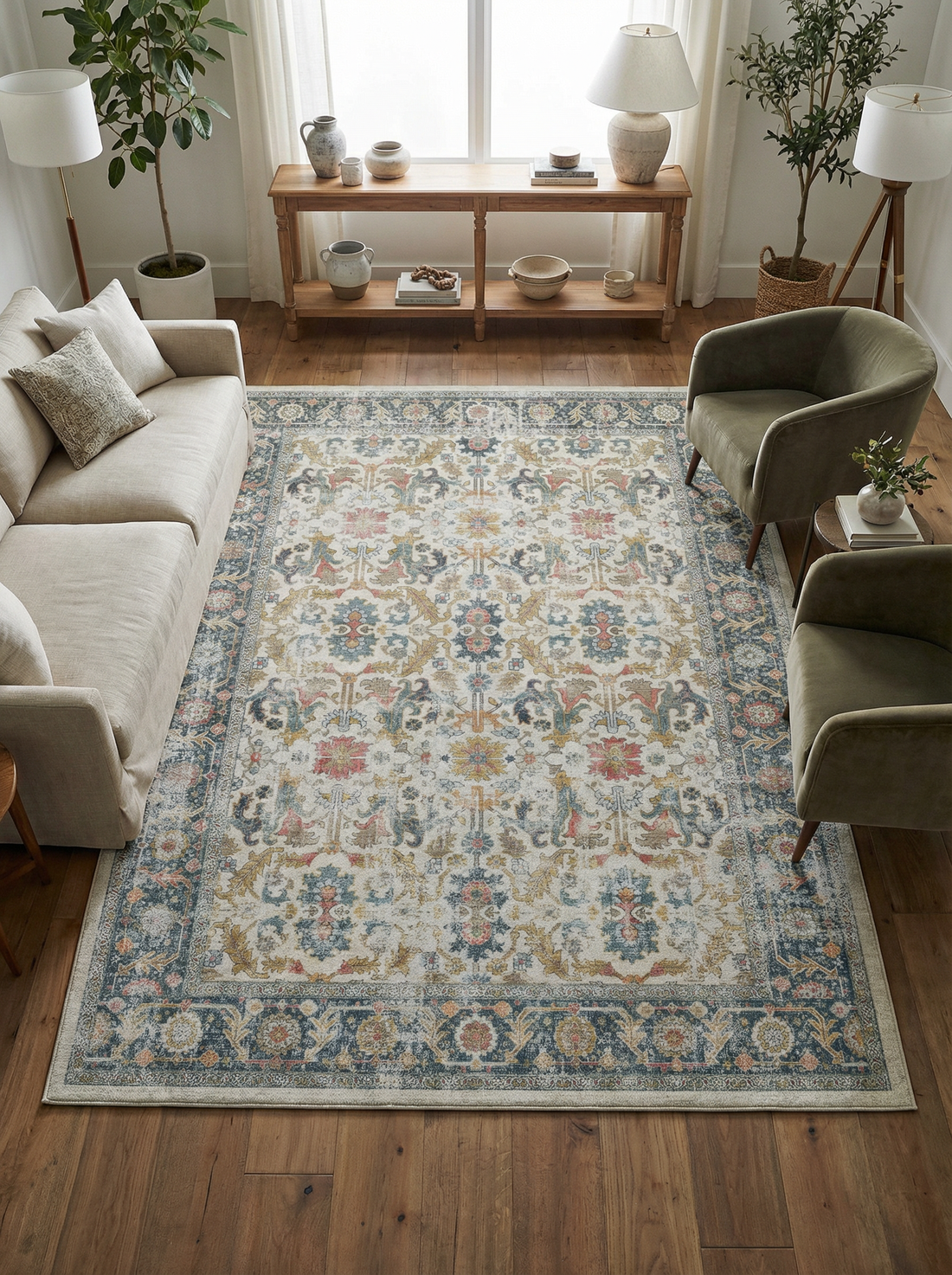 Arte VN037 Vintage Klasik Desenli Dekoratif Şönil Halı