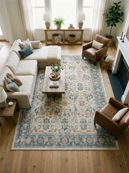 Arte VN037 Vintage Klasik Desenli Dekoratif Şönil Halı