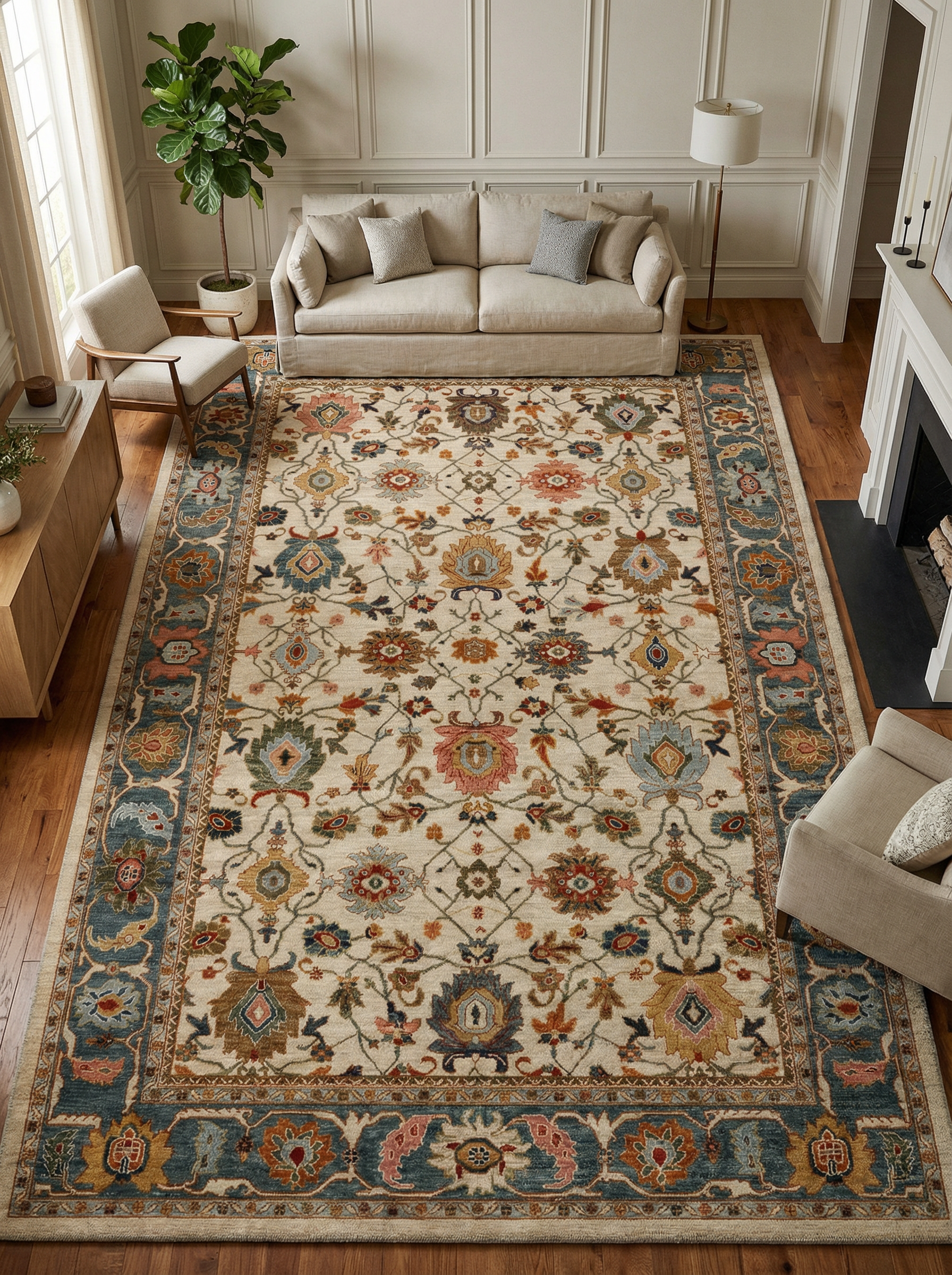 Arte VN038 Vintage Klasik Desenli Dekoratif Şönil Halı