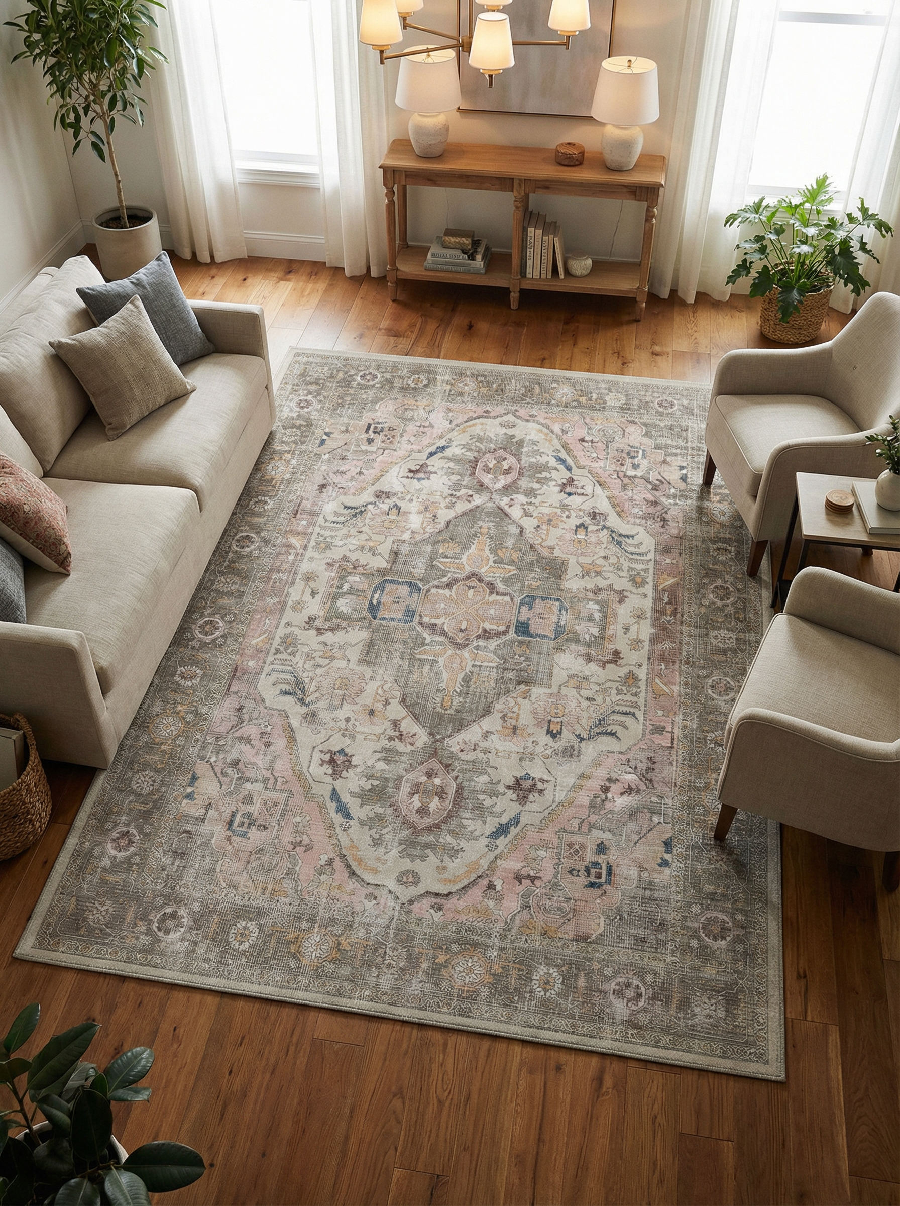 Arte VN040-1 Vintage Klasik Desenli Dekoratif Şönil Halı