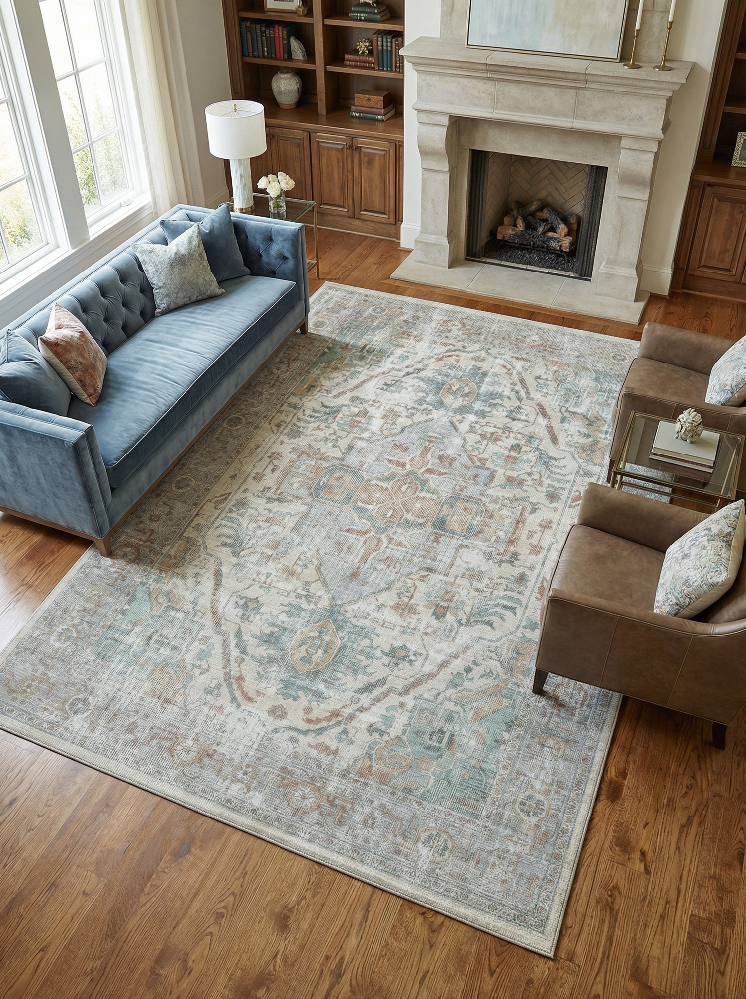 Arte VN040-2 Vintage Klasik Desenli Dekoratif Şönil Halı