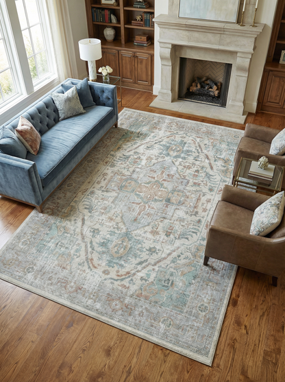 Arte VN040-2 Vintage Klasik Desenli Dekoratif Şönil Halı