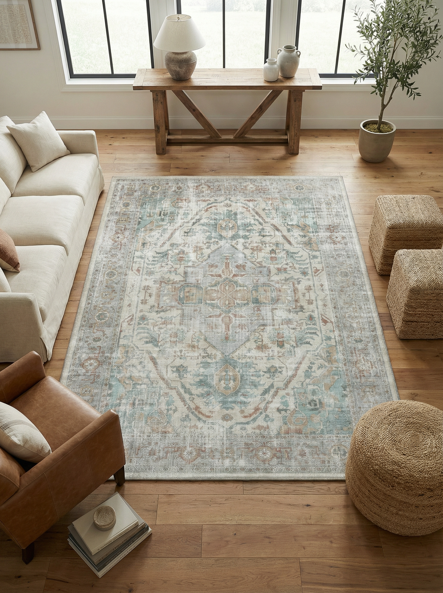 Arte VN040-2 Vintage Klasik Desenli Dekoratif Şönil Halı