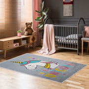 CUTE HORSE - %100 Pamuk Dokuma Taban Makinede Yıkanabilir Kaymaz Halı