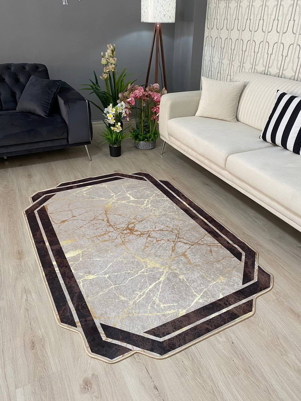 FRAME FORM BRİLL - %100 Pamuk Dokuma Taban Makinede Yıkanabilir Kaymaz Halı