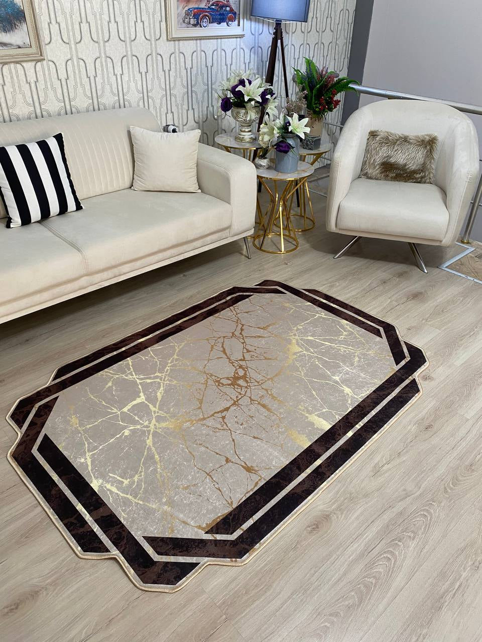 FRAME FORM BRİLL - %100 Pamuk Dokuma Taban Makinede Yıkanabilir Kaymaz Halı
