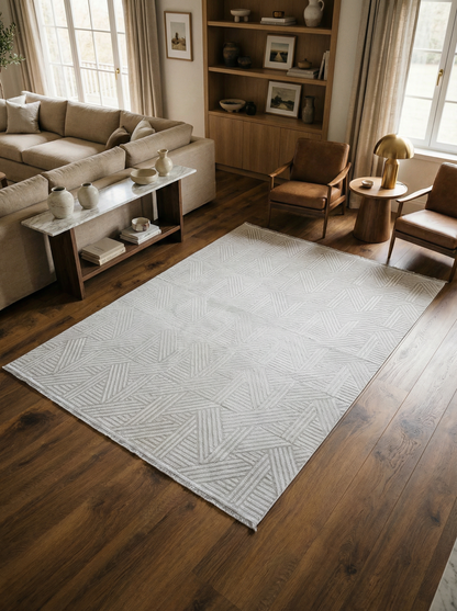 MYRA 476 Gri  Geometrik Desenli Modern Salon Mutfak Koridor Balkon Halısı