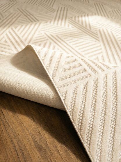 MYRA 476 Krem Geometrik Desenli Modern Salon Mutfak Koridor Balkon Halısı