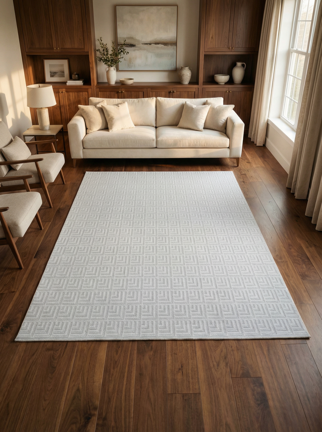 MYRA PERA 1503 Krem Geometrik Desenli Modern Salon Mutfak Koridor Balkon Halısı