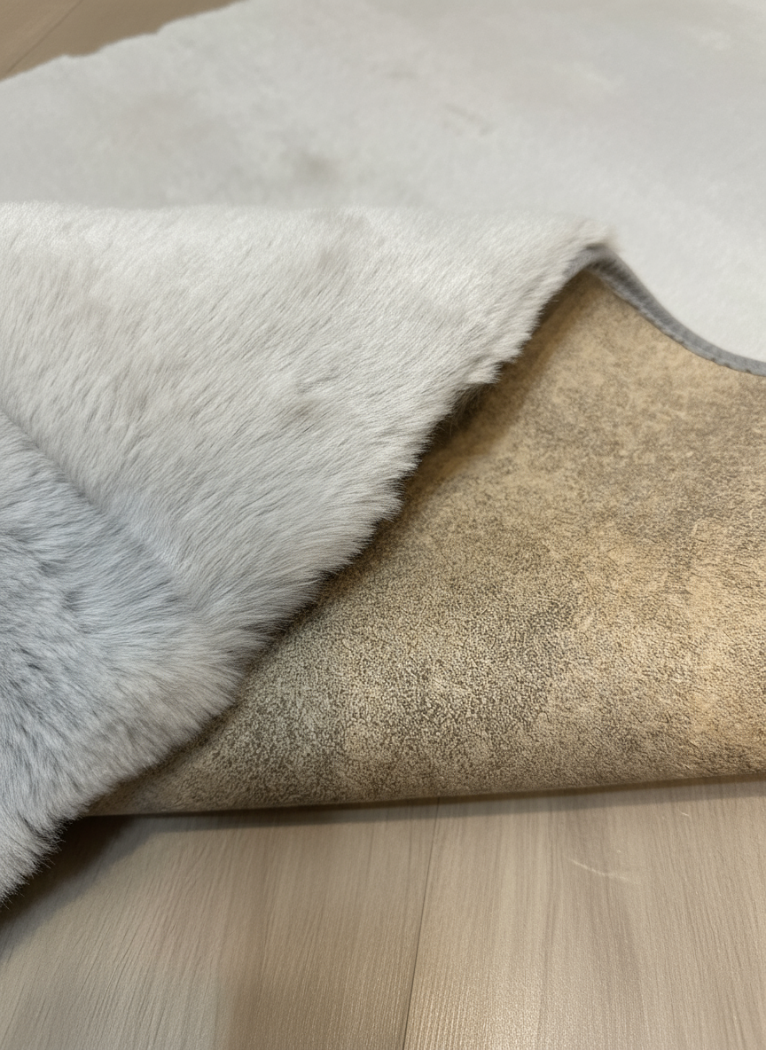 TAVŞAN GRİ -  Kaymaz Deri Taban Tavşan Shaggy Yatak Odası Oturma Odası Çocuk Odası Halısı