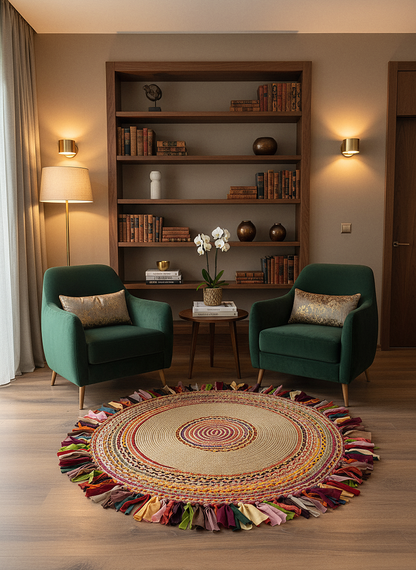 JÜT-RV412 Elde Dokuma Doğal Jüt Hasır Halı