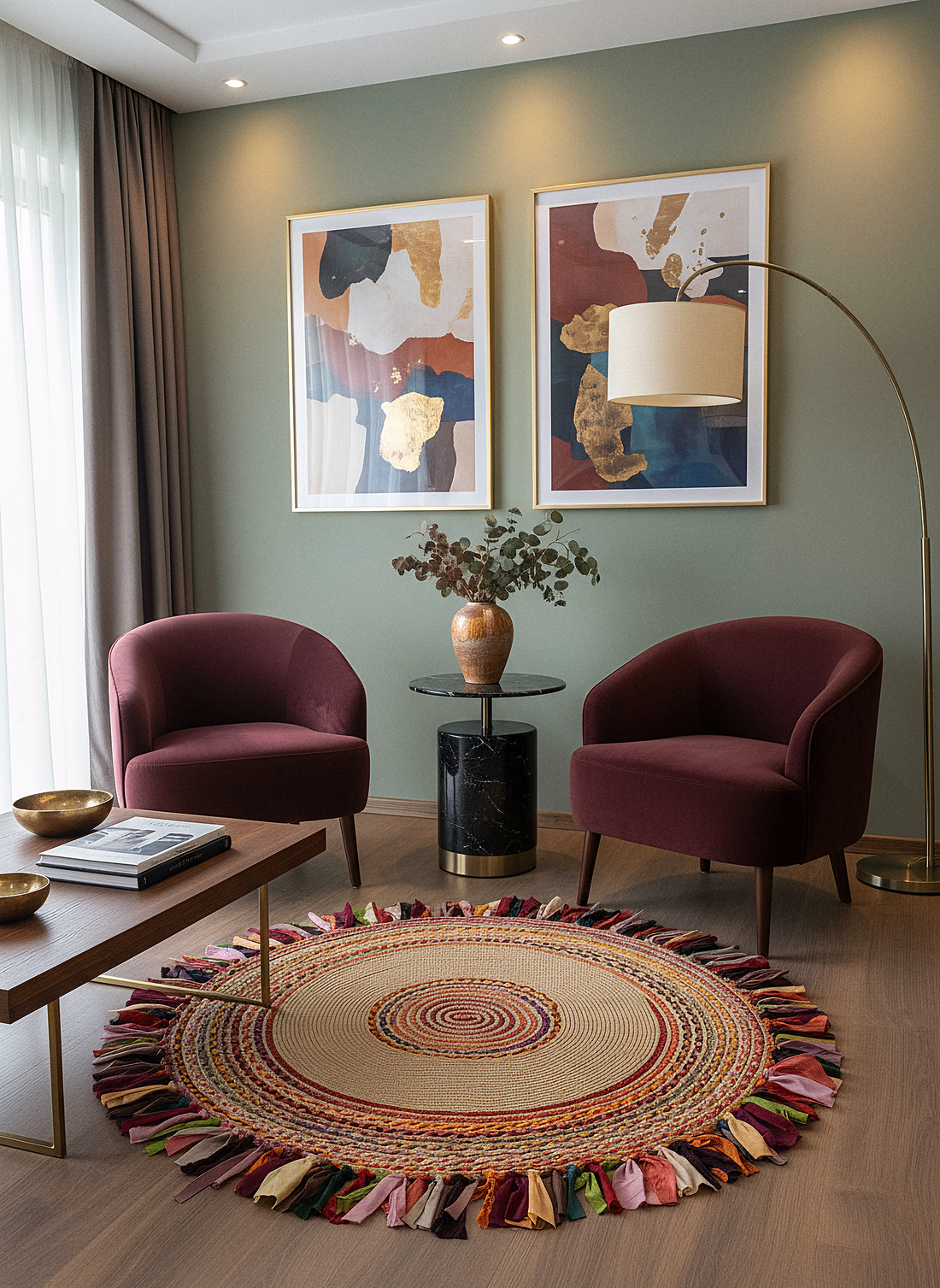 JÜT-RV412 Elde Dokuma Doğal Jüt Hasır Halı