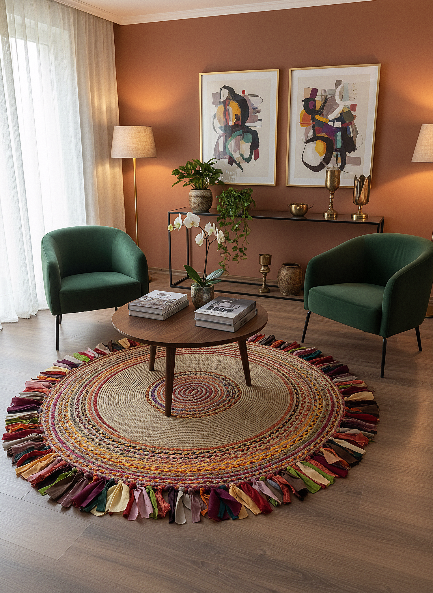 JÜT-RV412 Elde Dokuma Doğal Jüt Hasır Halı