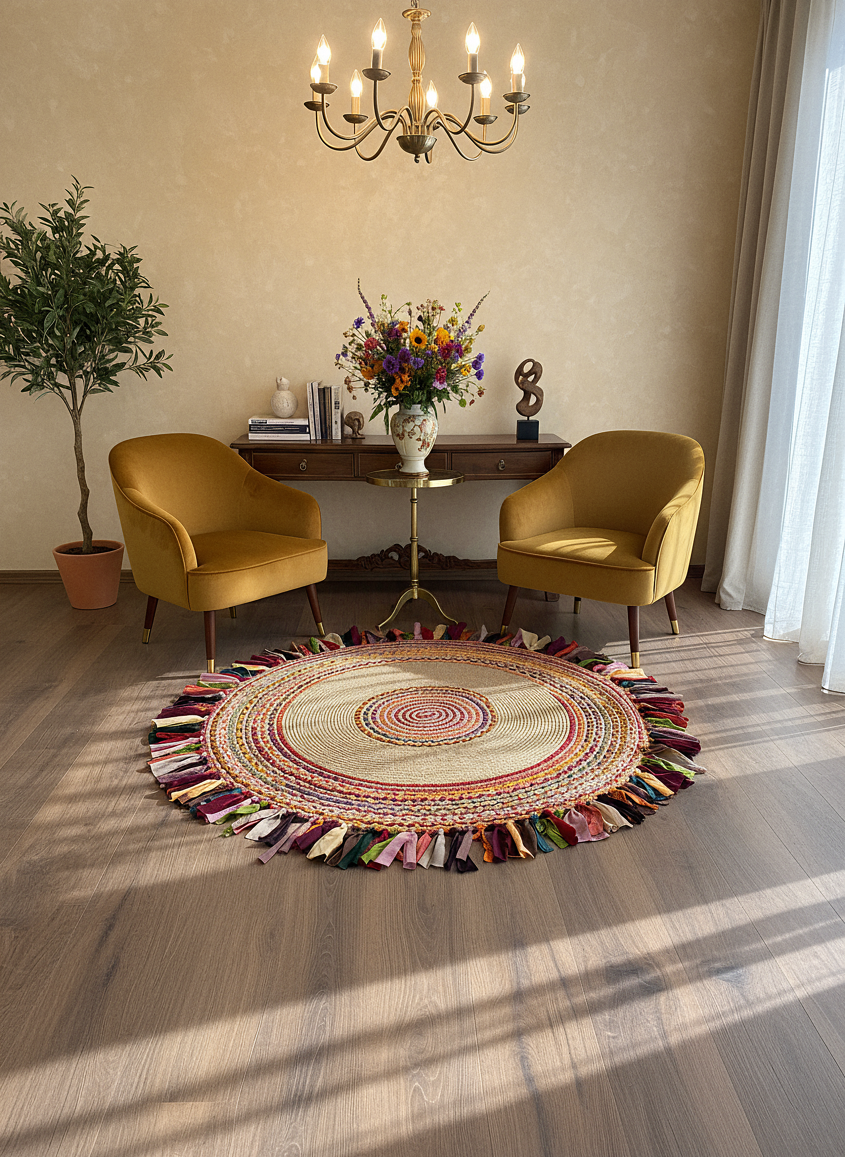 JÜT-RV412 Elde Dokuma Doğal Jüt Hasır Halı