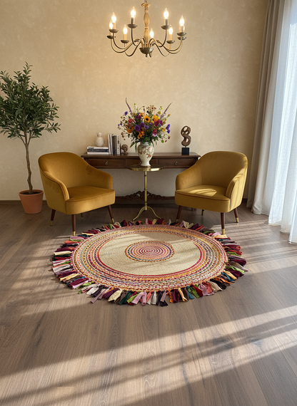 JÜT-RV412 Elde Dokuma Doğal Jüt Hasır Halı