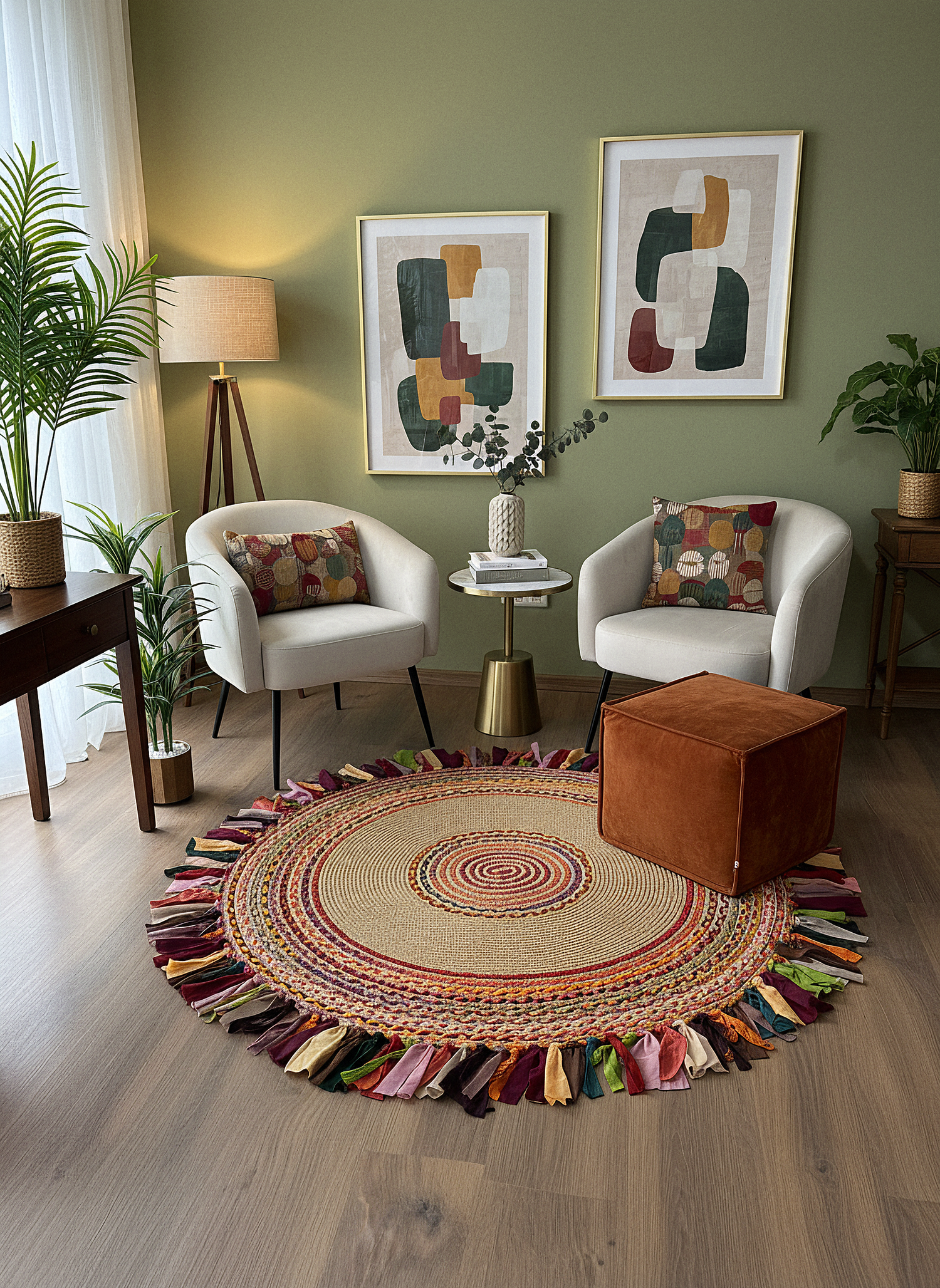 JÜT-RV412 Elde Dokuma Doğal Jüt Hasır Halı