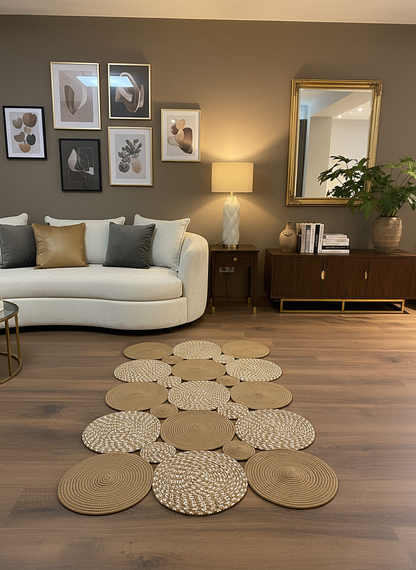 JÜT-KV310 Elde Dokuma Doğal Jüt Hasır Halı