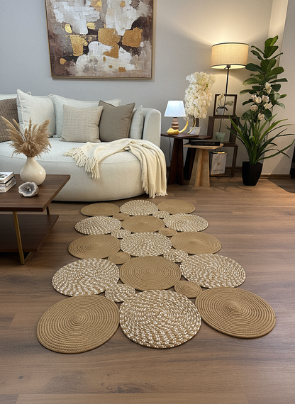 JÜT-KV310 Elde Dokuma Doğal Jüt Hasır Halı