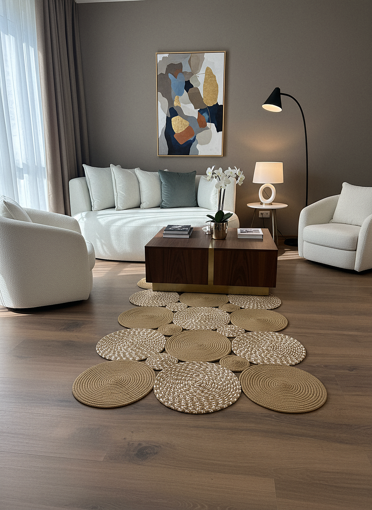 JÜT-KV310 Elde Dokuma Doğal Jüt Hasır Halı