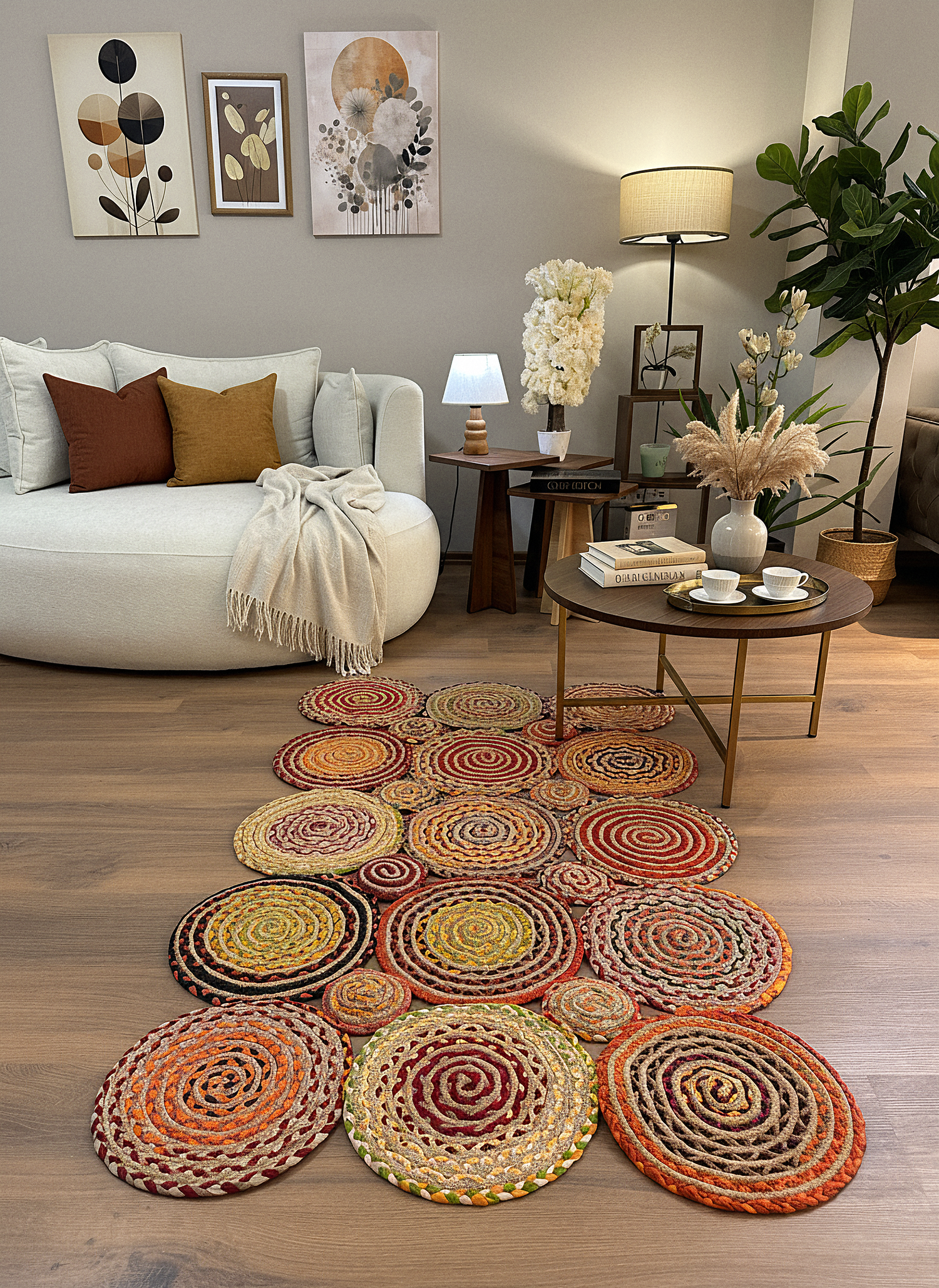 JÜT-KV413 Elde Dokuma Doğal Jüt Hasır Halı