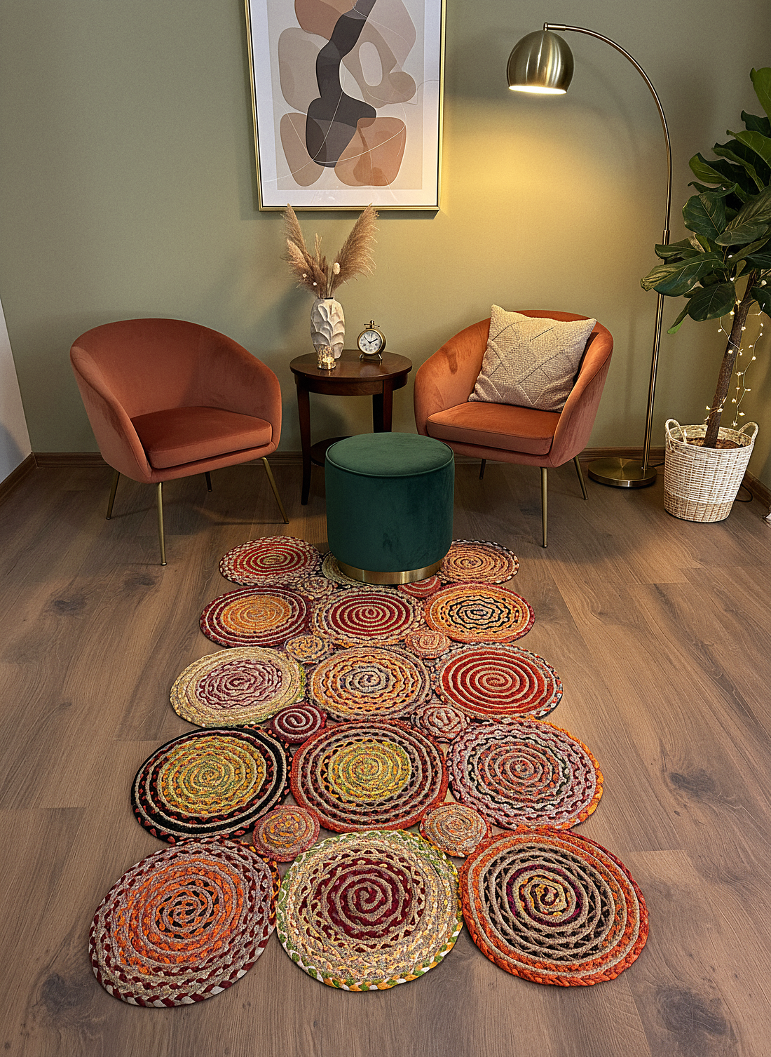 JÜT-KV413 Elde Dokuma Doğal Jüt Hasır Halı