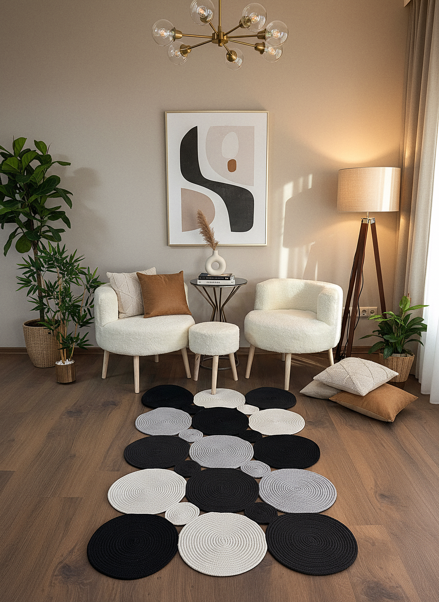 JÜT-KV429 Elde Dokuma Doğal Jüt Hasır Halı